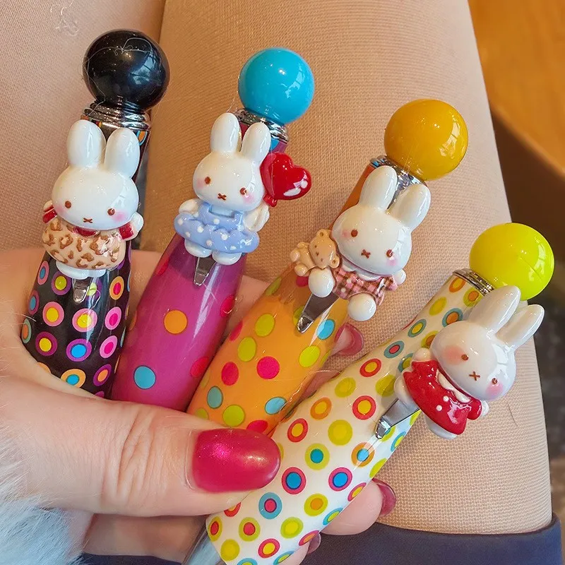 Cute Cartoon Bunny Retractable Ballpoint Pen – Kawaii Rabbit Student Gift & Prize Stationery, Soft Adorable 0.5mm Black Ink Pens for School, Office & Journaling